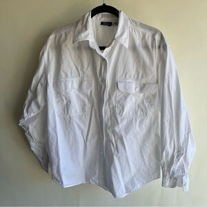 Ilio Cotton Button Up Shirt White Sz Med Women’s Collared Long Sleeve EUC